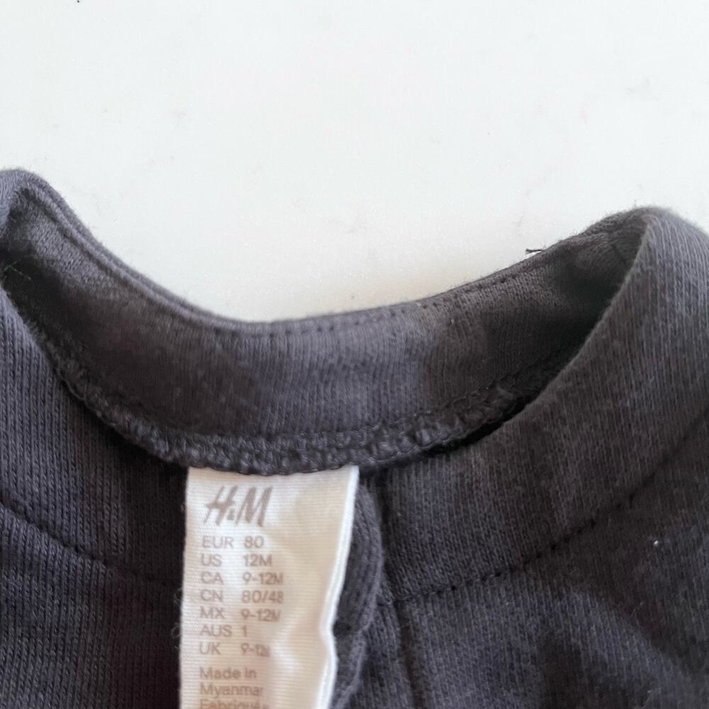 H&M Girls Brown Sweatshirt One Piece Jumpsuit Romper size 9-12 months - Picture 3 of 5